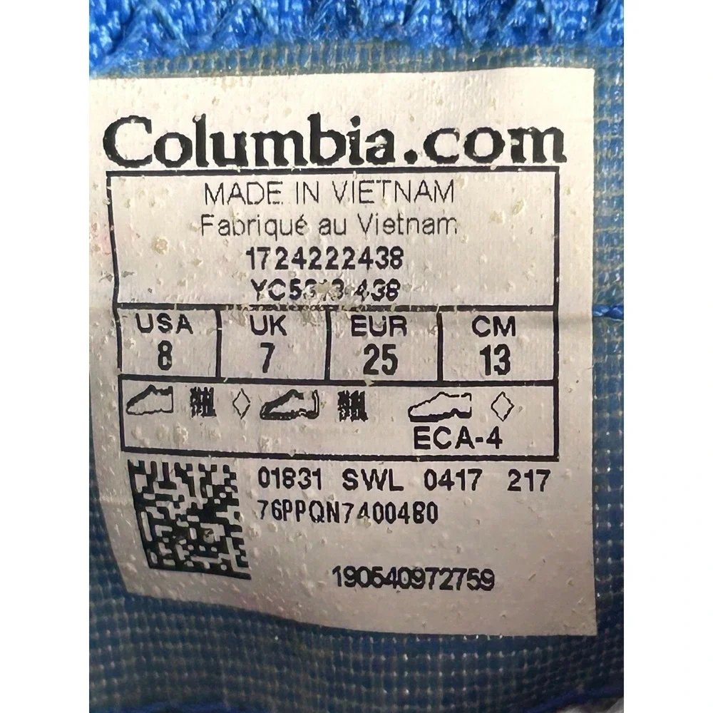Columbia Powderbug Kids 8 Snow Boot Blue and Black Winter Outdoors‎